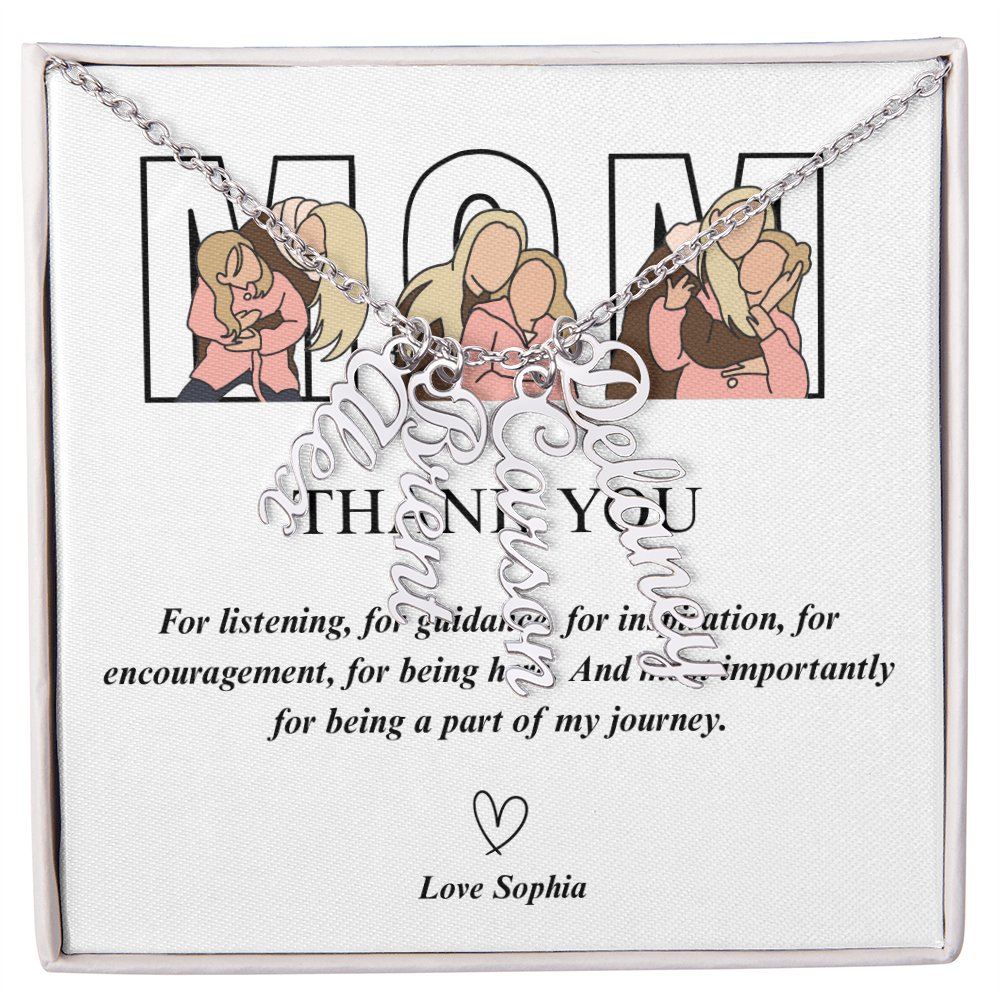 Personalized Thank You Mom Multi Vertical Name Necklace