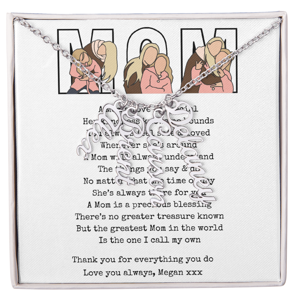 Personalized Mom Multi Vertical Name Necklace