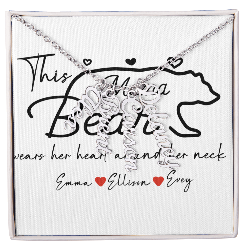 Personalized Mama Bear Multi Vertical Name Necklace