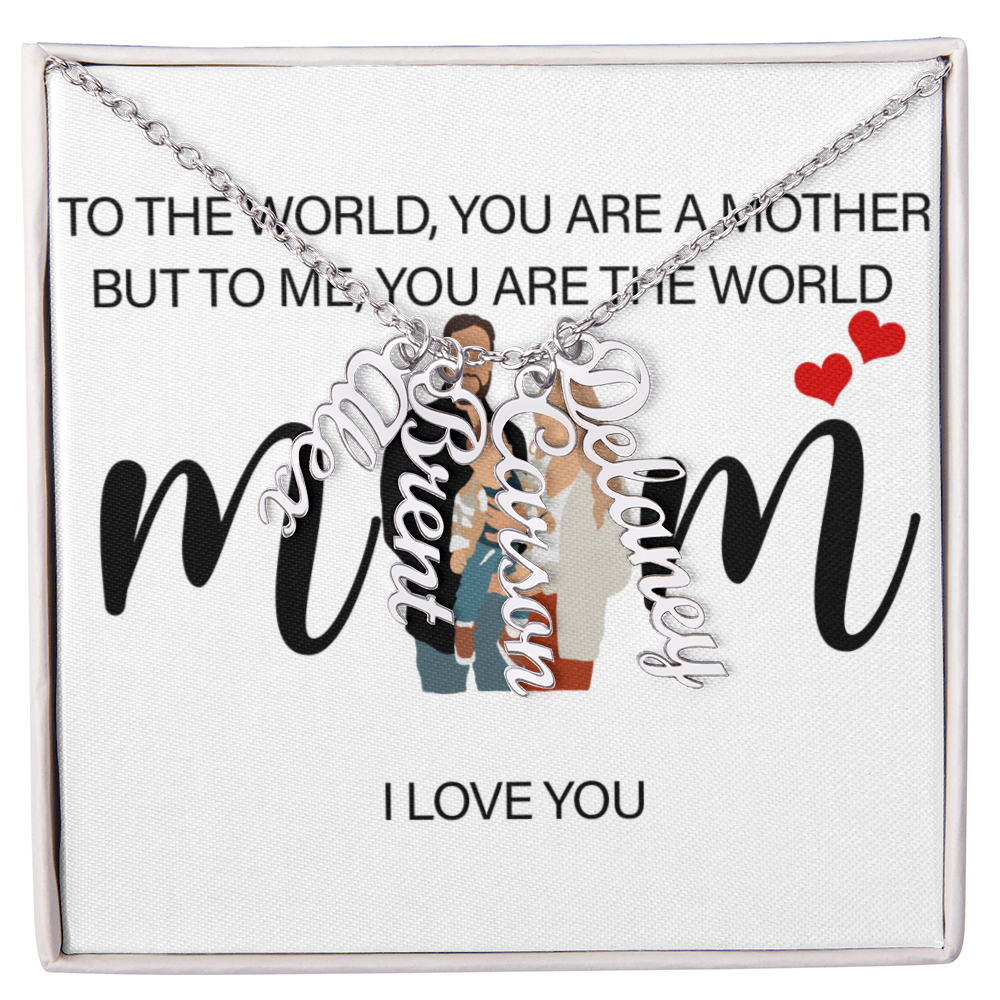 Personalized Mom I Love You Multi Vertical Name Necklace