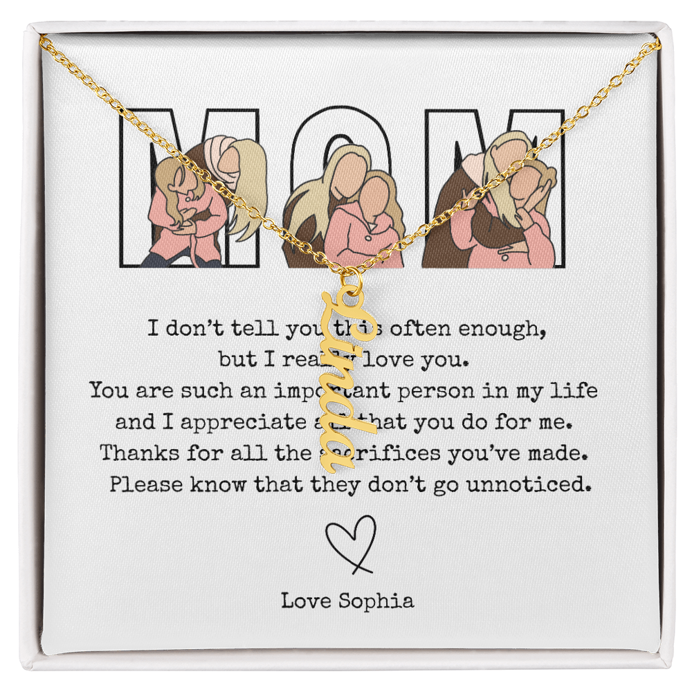 Personalized Mom Multi Vertical Name Necklace