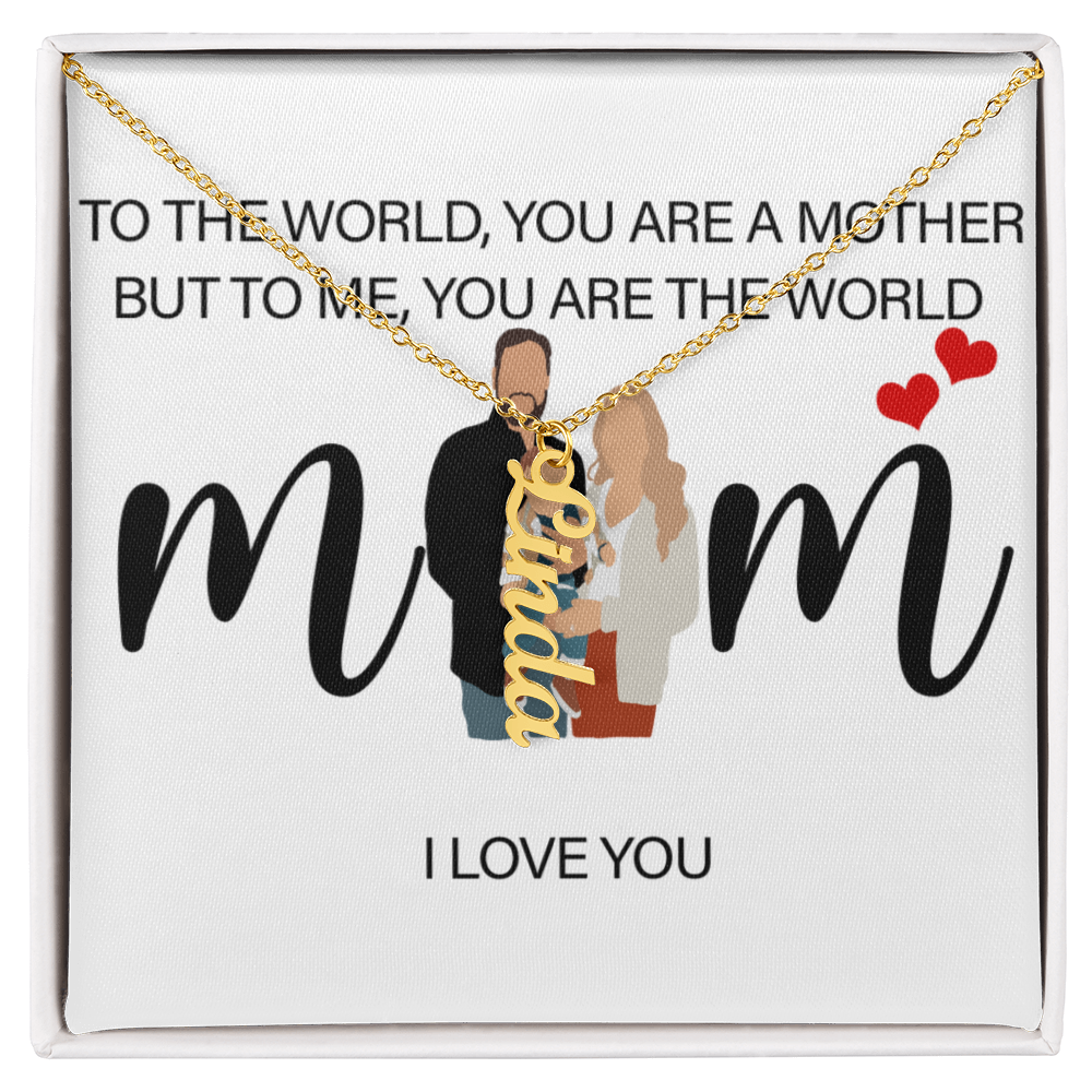 Personalized Mom I Love You Multi Vertical Name Necklace