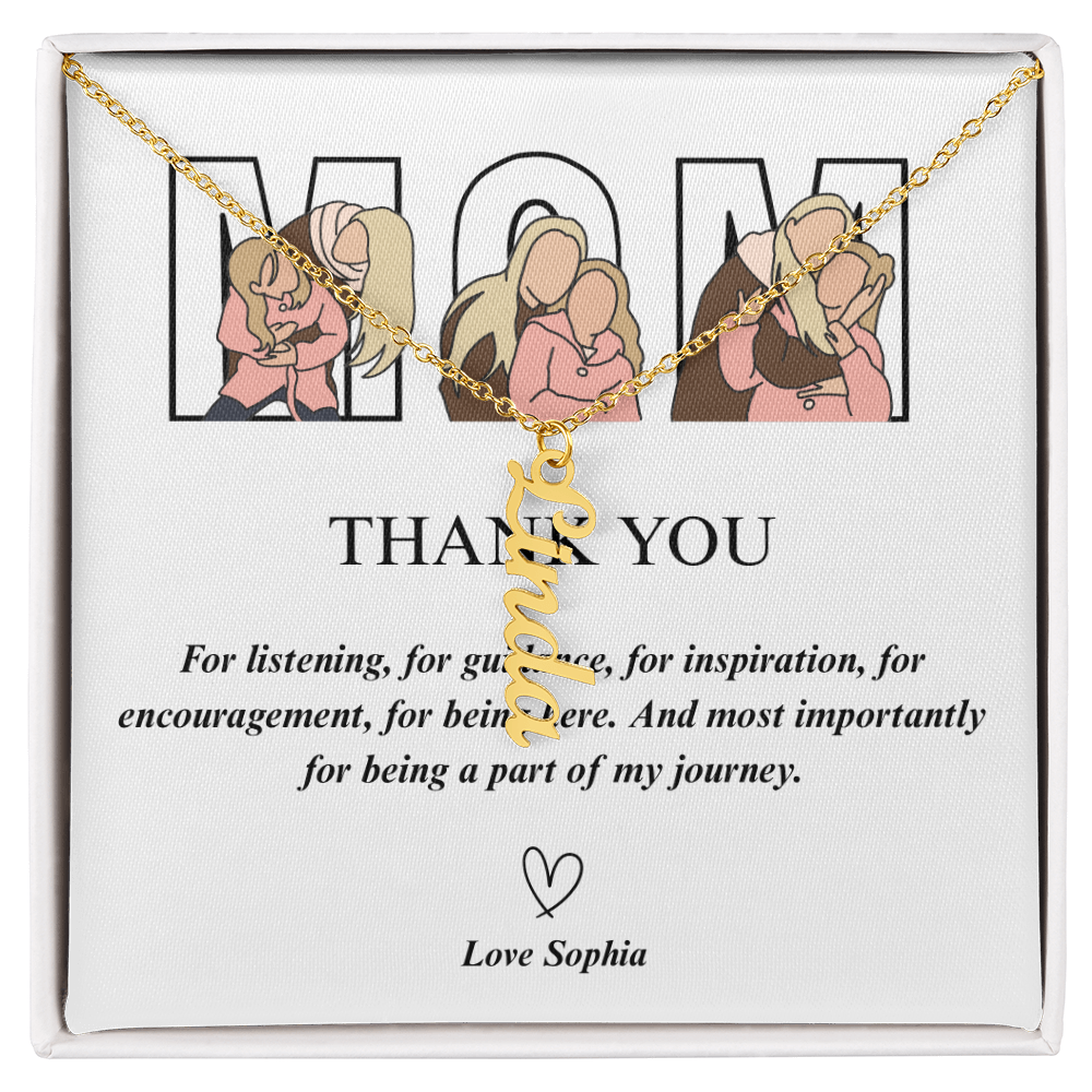 Personalized Thank You Mom Multi Vertical Name Necklace