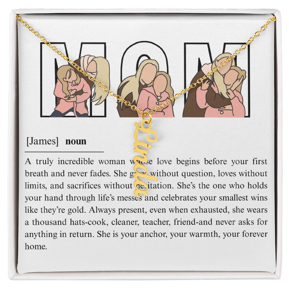Personalized Mom Multi Vertical Name Necklace