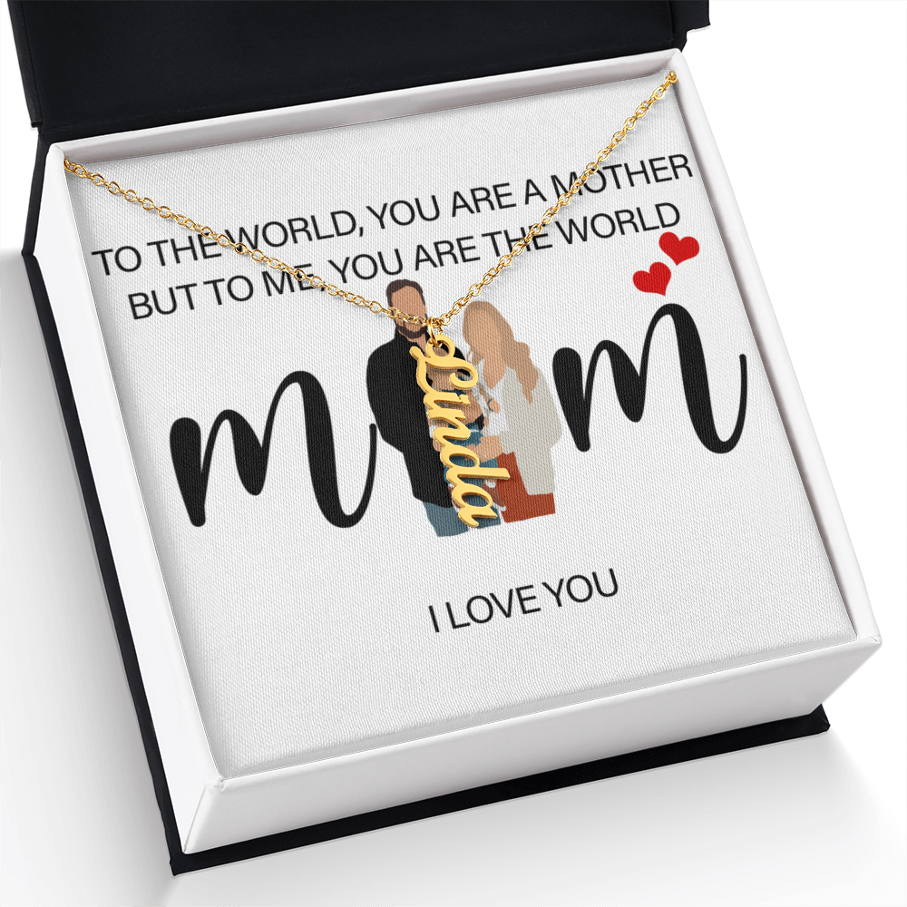 Personalized Mom I Love You Multi Vertical Name Necklace