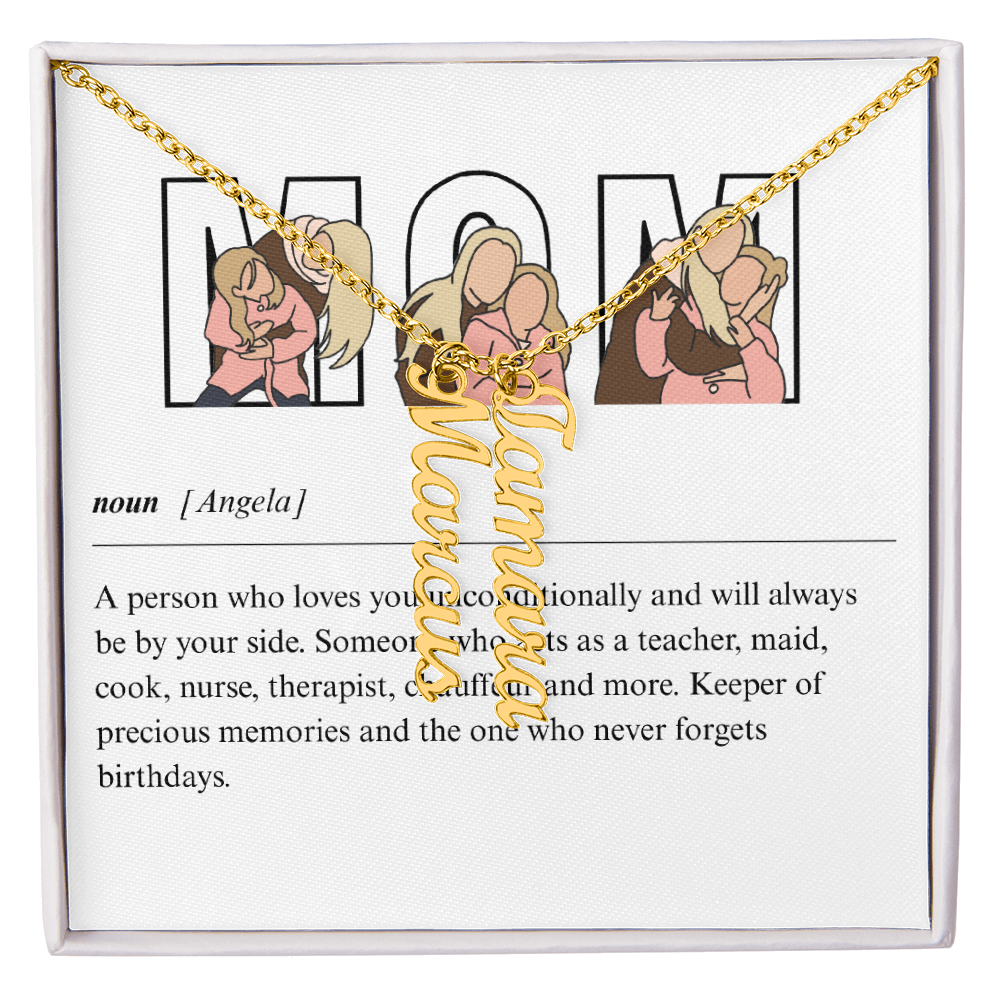 Personalized Mom Multi Vertical Name Necklace