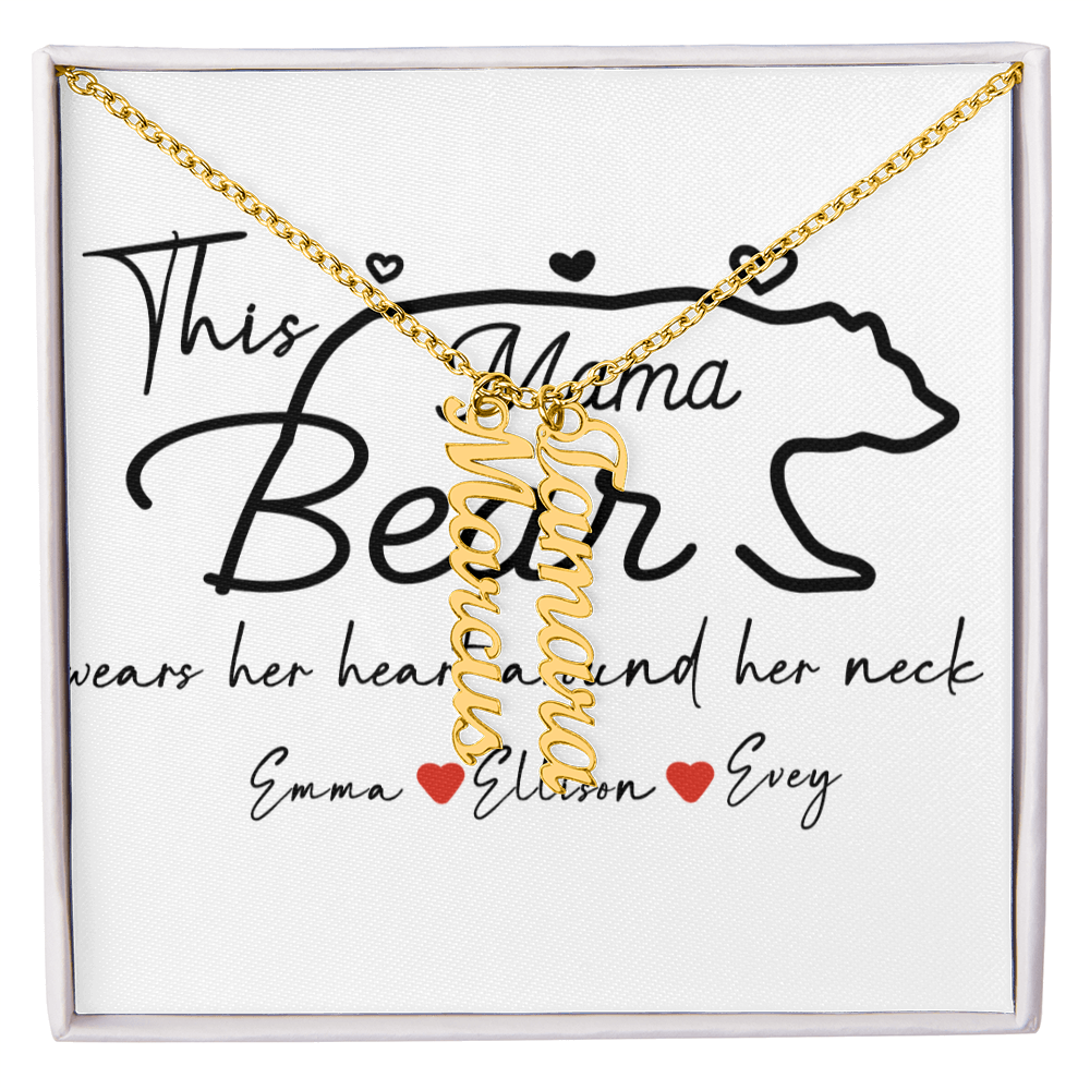 Personalized Mama Bear Multi Vertical Name Necklace
