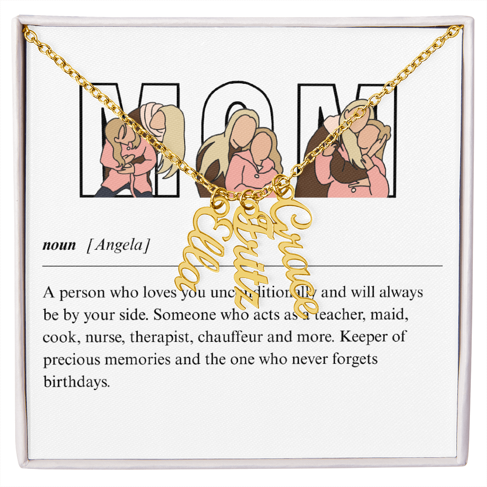 Personalized Mom Multi Vertical Name Necklace