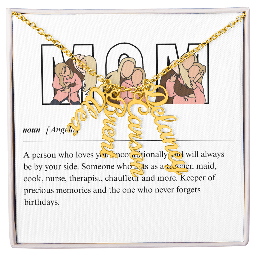 Personalized Mom Multi Vertical Name Necklace