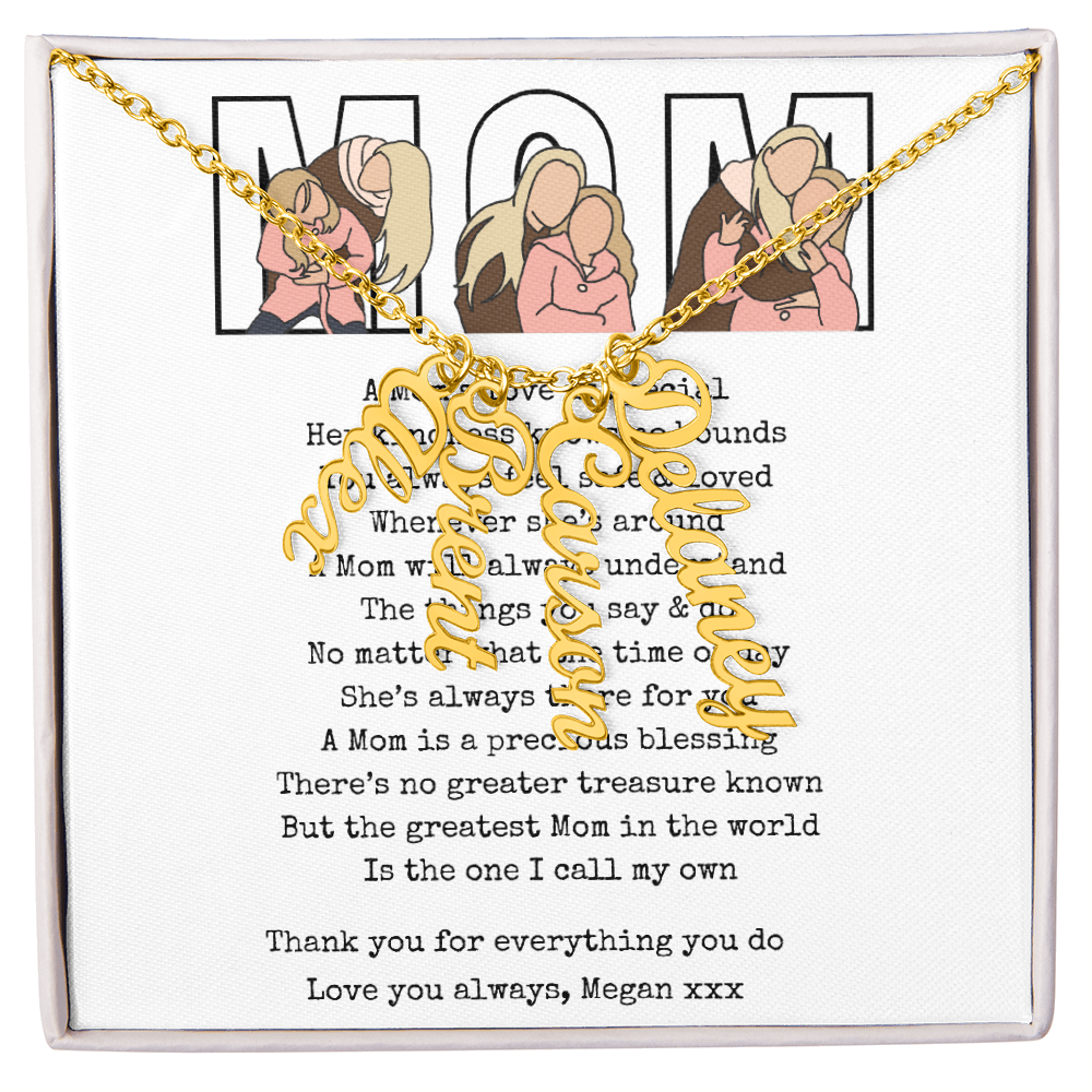 Personalized Mom Multi Vertical Name Necklace