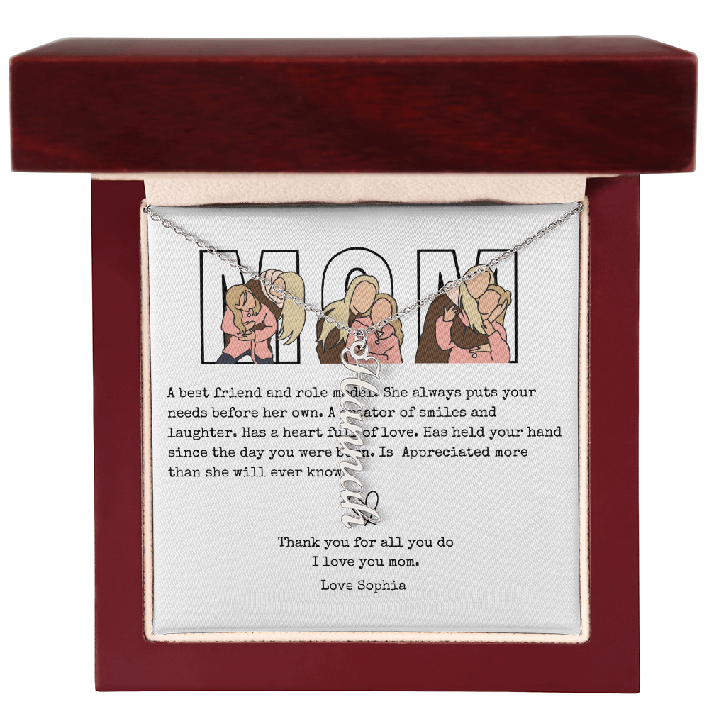 Personalized Mom Multi Vertical Name Necklace