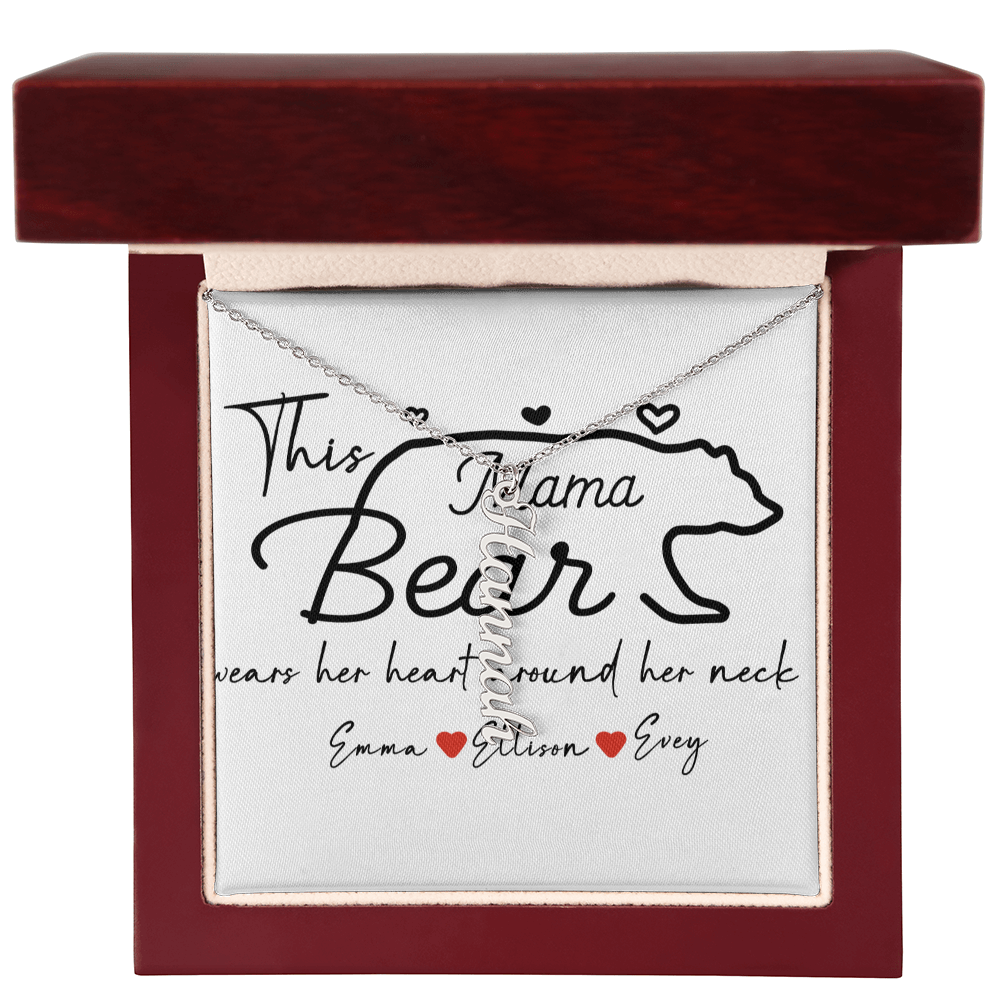Personalized Mama Bear Multi Vertical Name Necklace