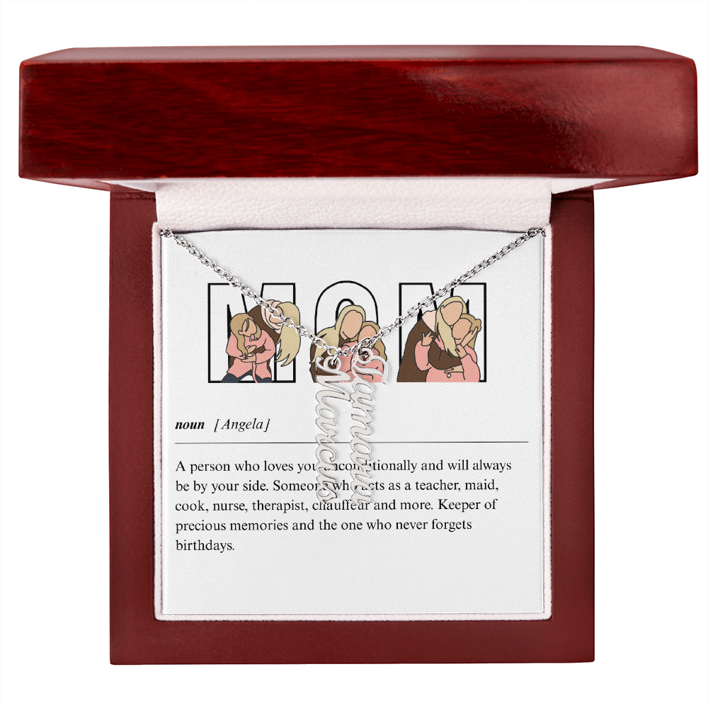 Personalized Mom Multi Vertical Name Necklace