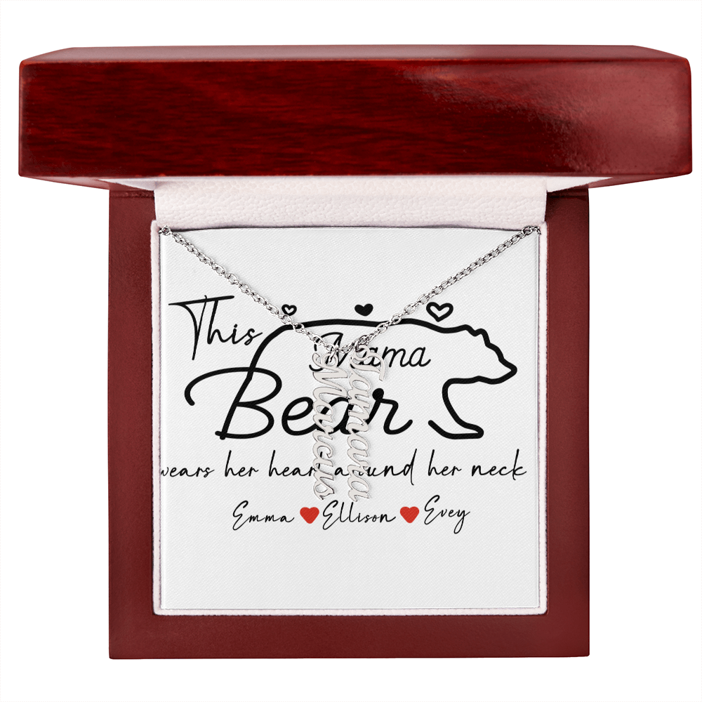 Personalized Mama Bear Multi Vertical Name Necklace