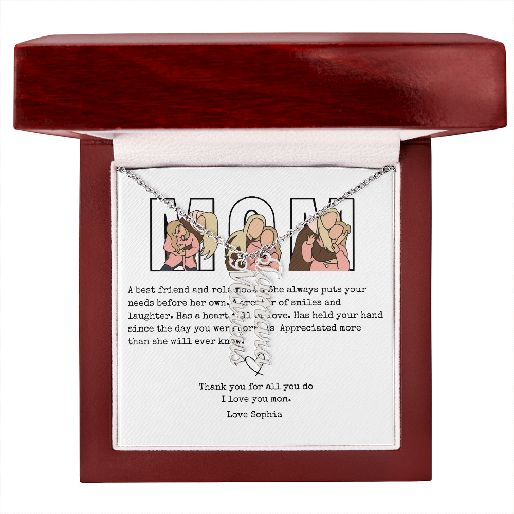Personalized Mom Multi Vertical Name Necklace