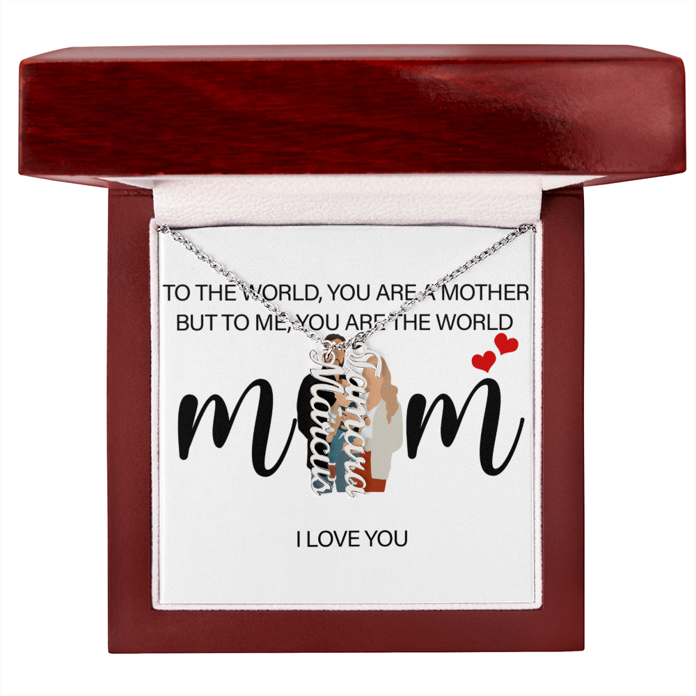 Personalized Mom I Love You Multi Vertical Name Necklace