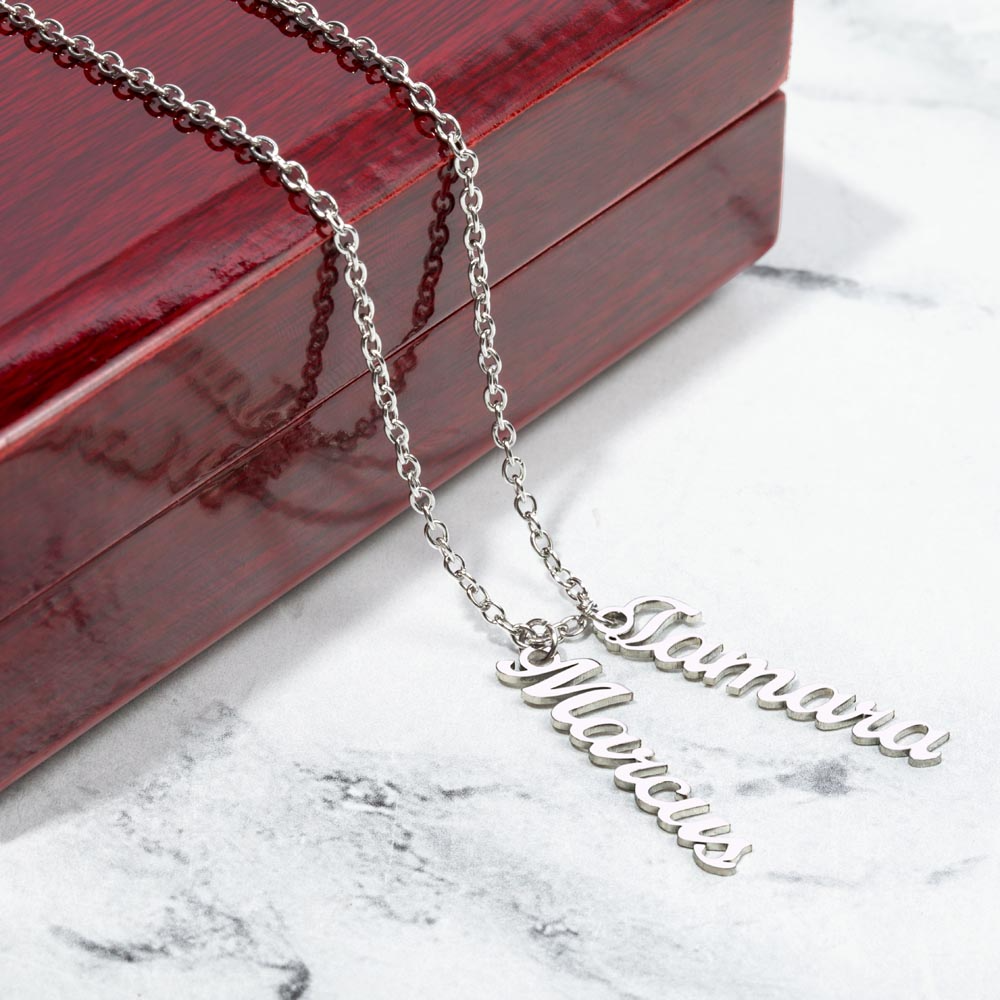 Personalized Mom Multi Vertical Name Necklace
