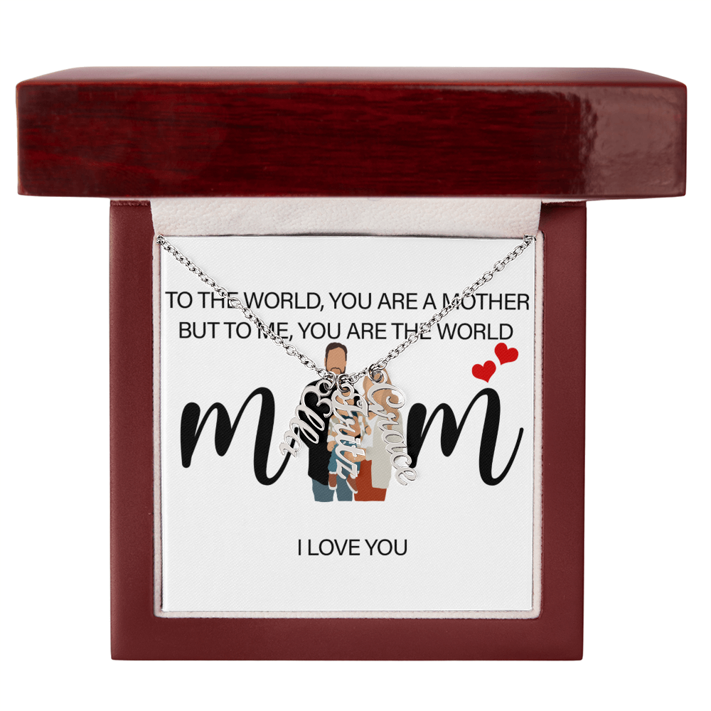 Personalized Mom I Love You Multi Vertical Name Necklace