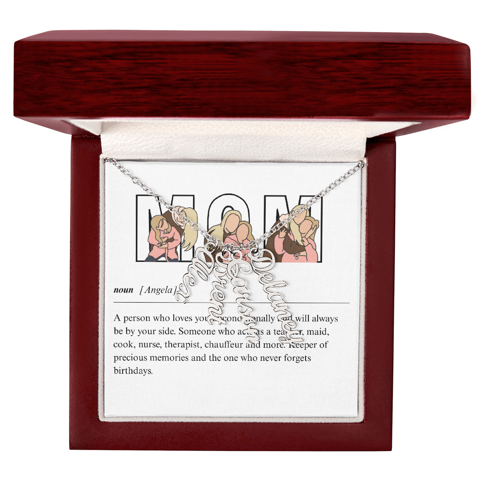 Personalized Mom Multi Vertical Name Necklace
