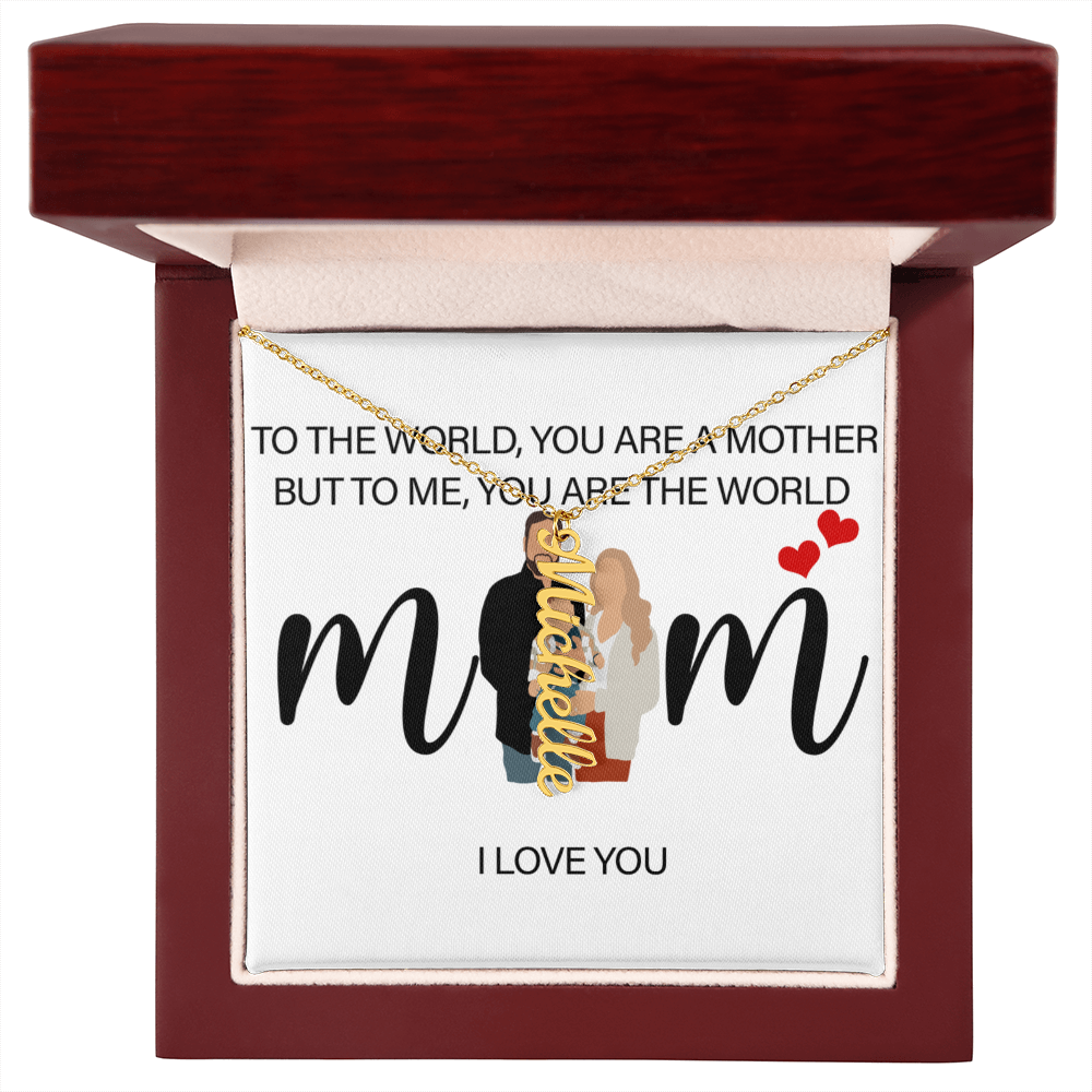 Personalized Mom I Love You Multi Vertical Name Necklace