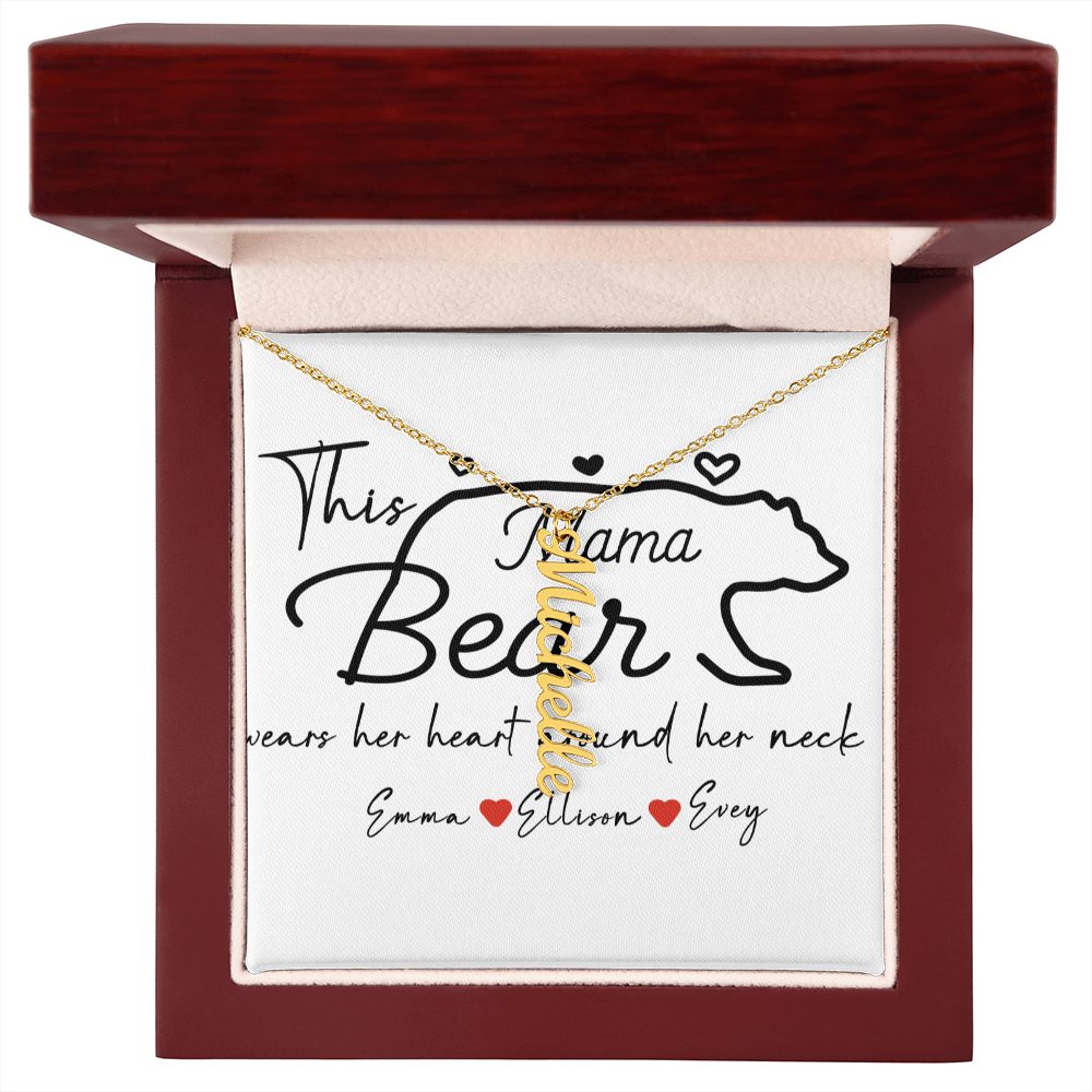Personalized Mama Bear Multi Vertical Name Necklace