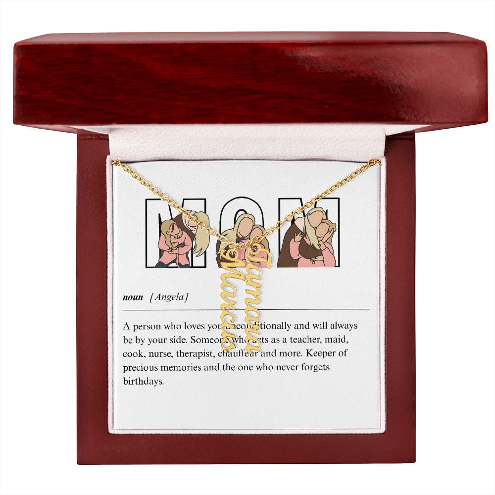 Personalized Mom Multi Vertical Name Necklace