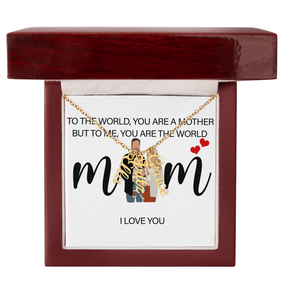 Personalized Mom I Love You Multi Vertical Name Necklace