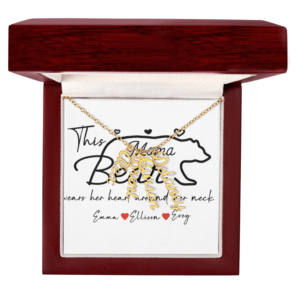 Personalized Mama Bear Multi Vertical Name Necklace