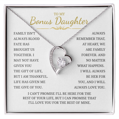 To My Bonus Daughter Forever Love Necklace