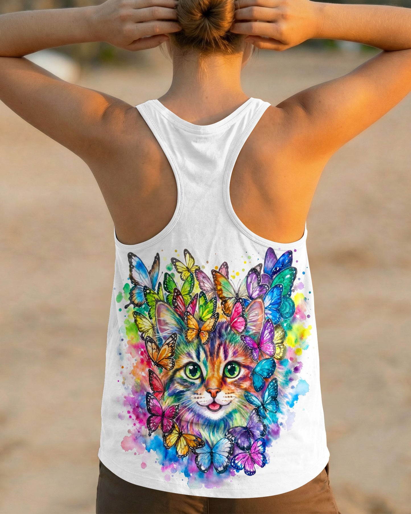 WHISPER WORDS OF WISDOM BUTTERFLY CAT WATERCOLOR ALL OVER PRINT - RI1505261
