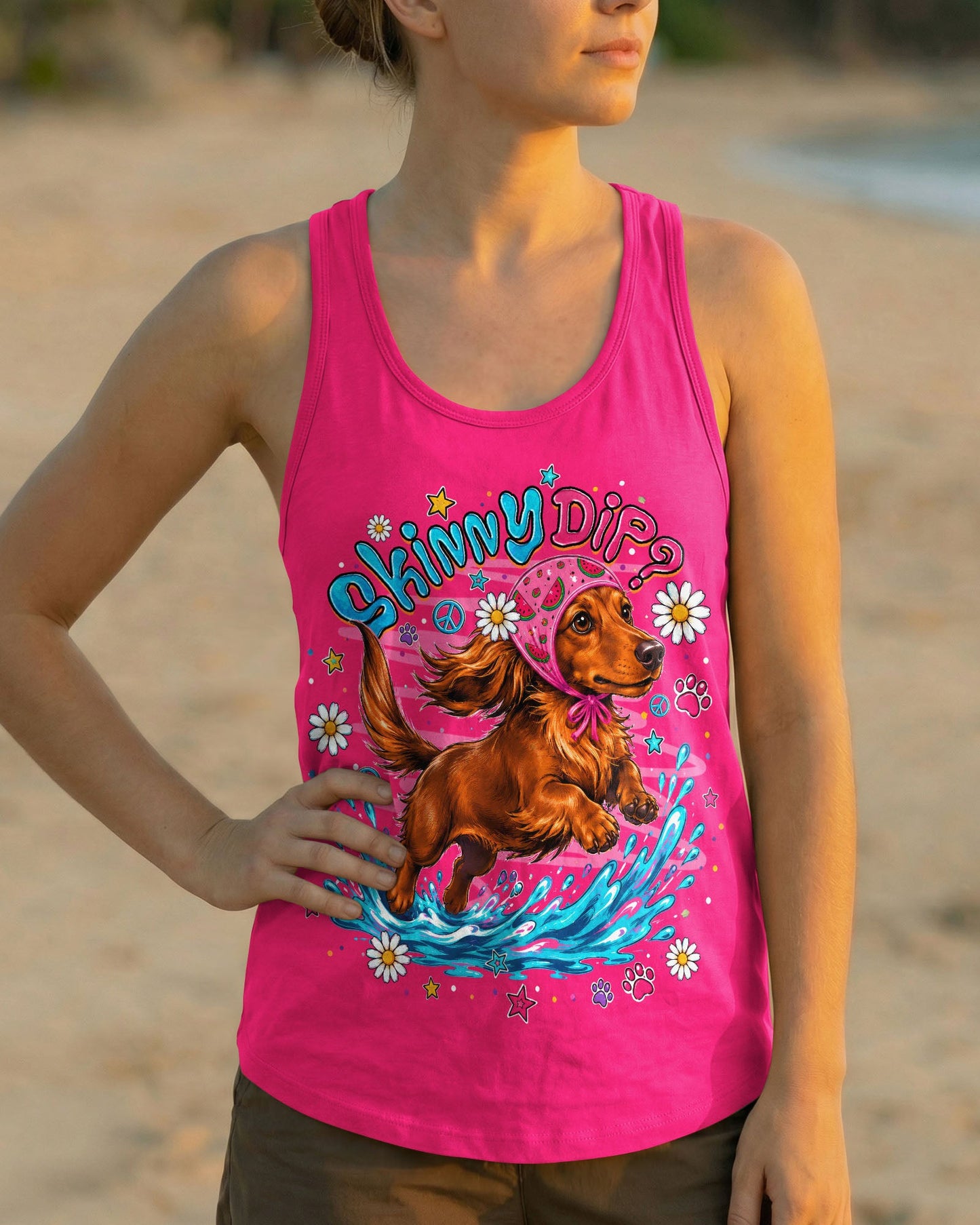 SKINNY DIP WIENER FLIP DACHSHUND DOG ALL OVER PRINT - TLNO0306262