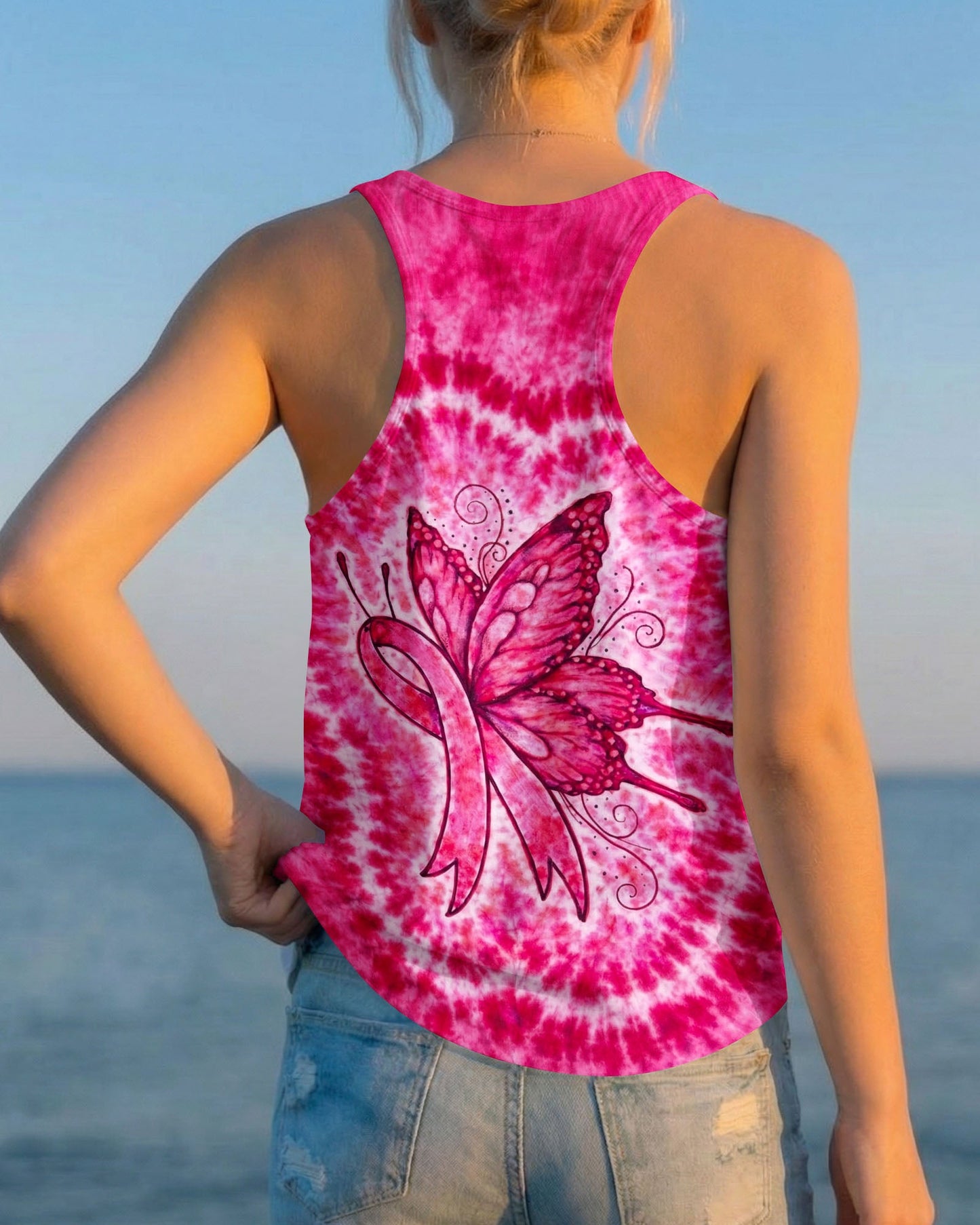 RIBBON BREAST CANCER AWARENESS PINK SWIRL ALL OVER PRINT - TLNO0904262