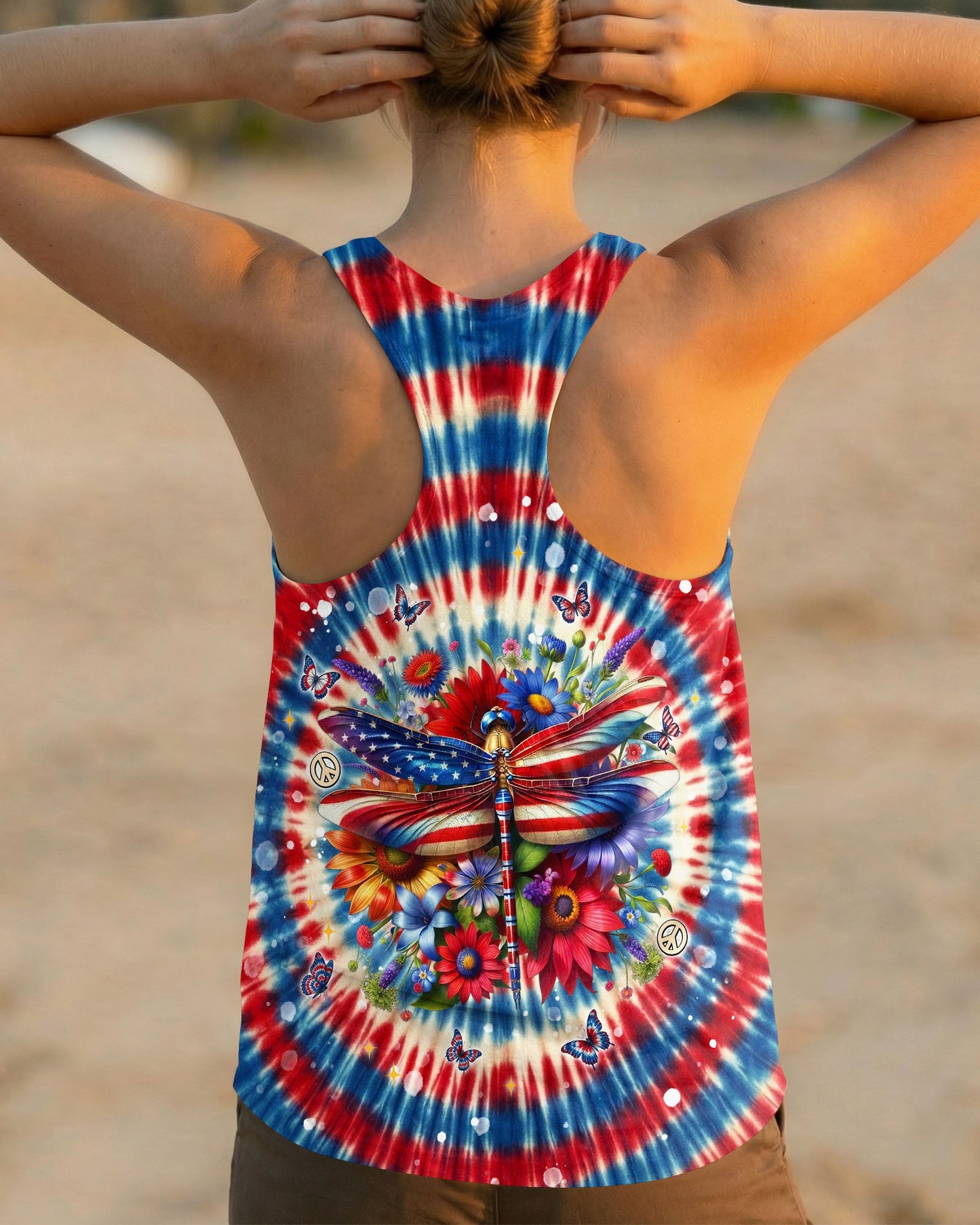 JUST BREATHE DRAGONLY FLORAL RED WHITE & BLUE SWIRL ALL OVER PRINT - TLNT0904263