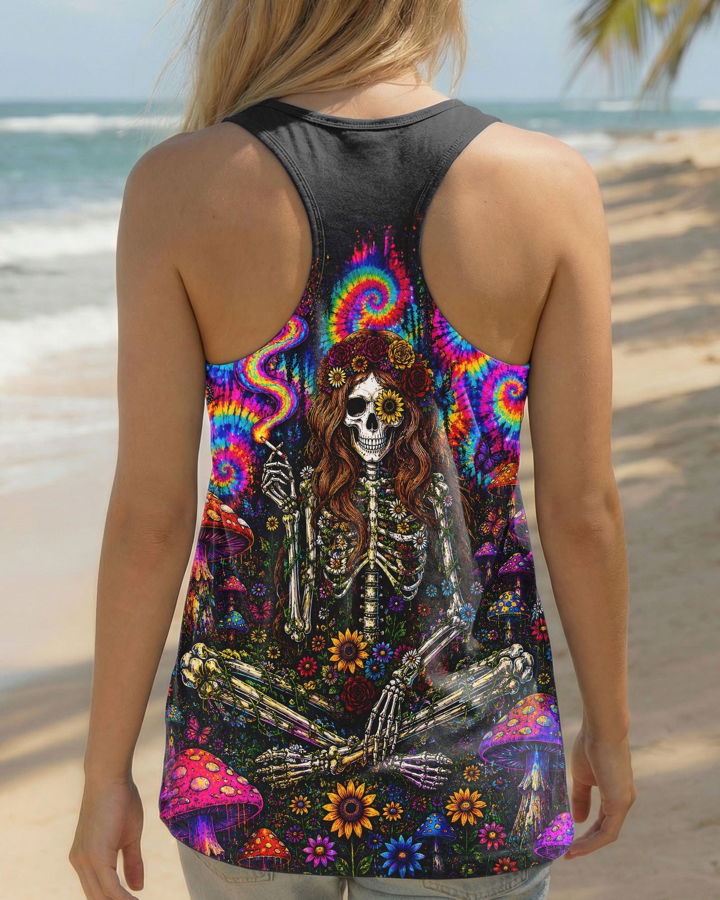 PSYCHEDELIC SKELETON COLORFUL SWIRL ALL OVER PRINT - TLTW1605261
