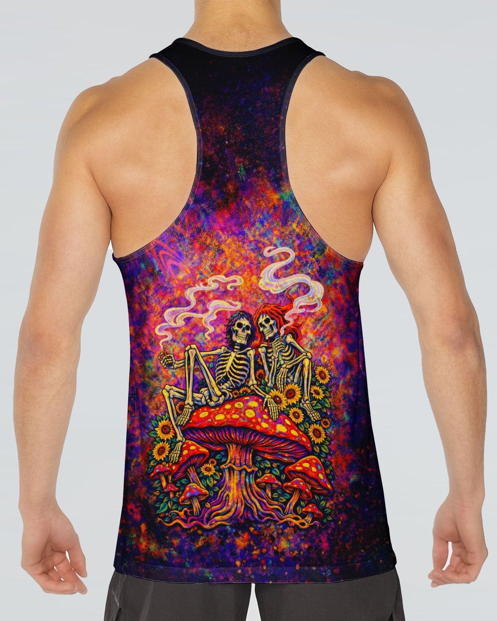 PSYCHEDELIC SKELETON SUNFLOWER MUSHROOM ALL OVER PRINT - TLTW2104261