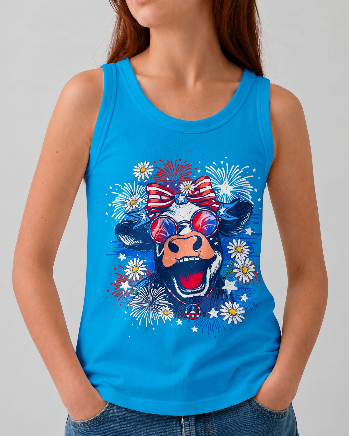 RED WHITE AND MOOO COW KIDS ALL OVER PRINT - TY0806261