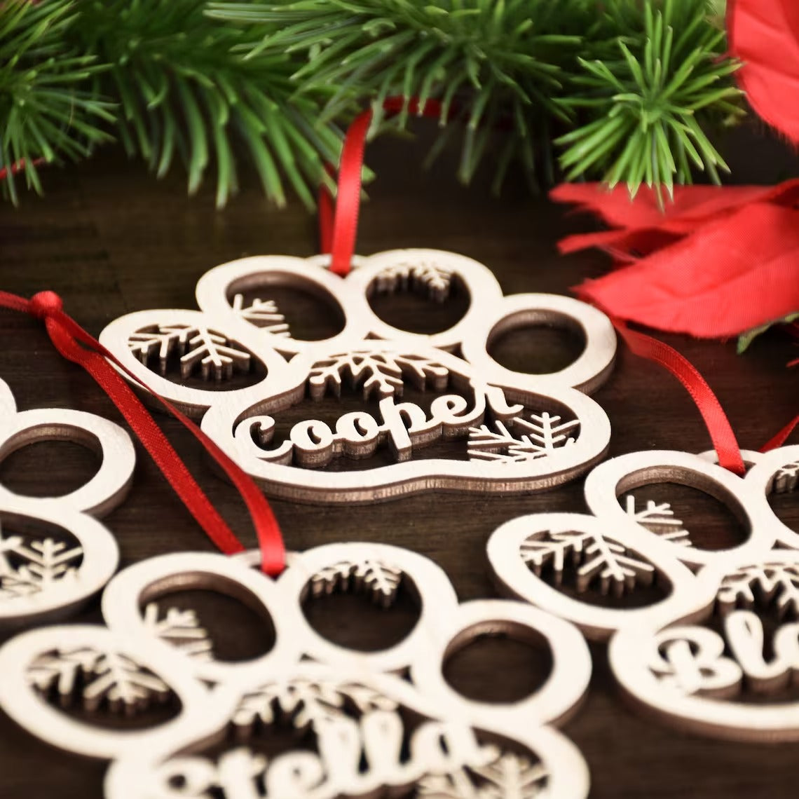 Personalized Dog Paw Christmas Ornament