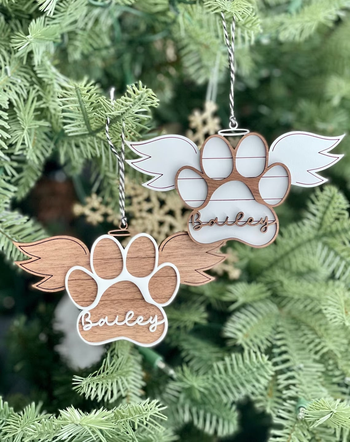 Personalized Pet Angel Paw Ornament