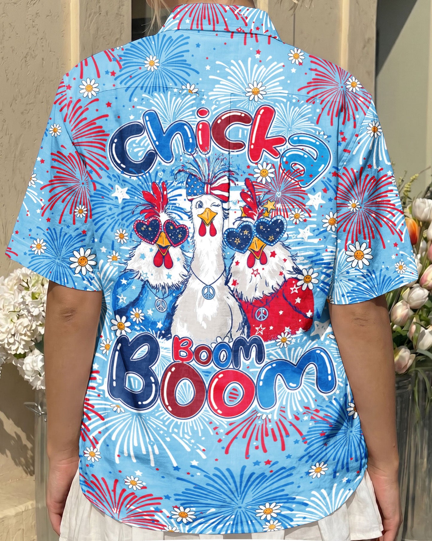 CHICKA BOOM BOOM HIPPIE CHICKEN BUTTON-DOWN COLLAR SHIRT - TY0406263