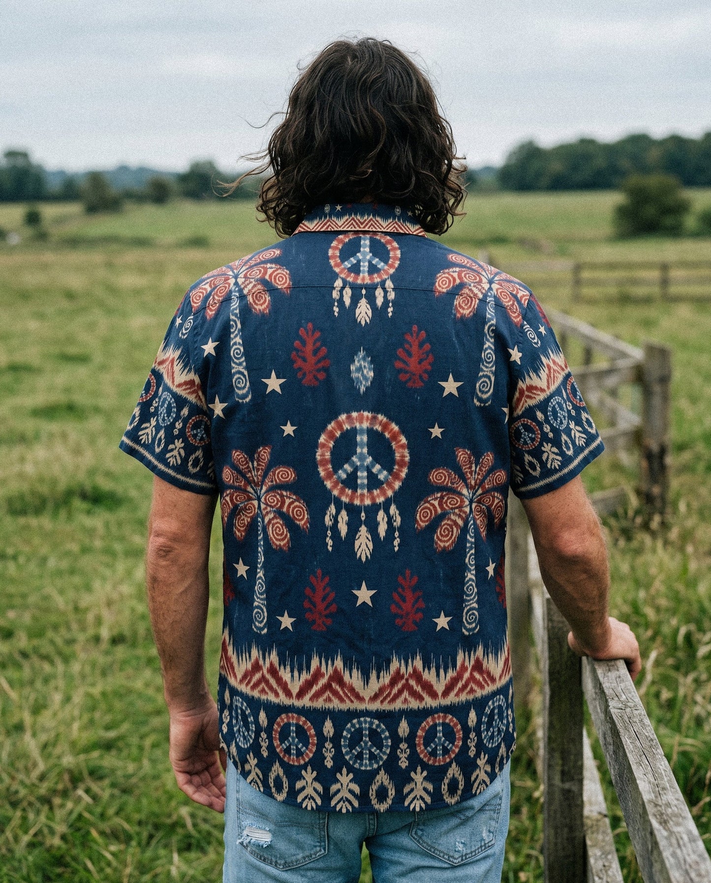 PEACE PALM IKAT BUTTON-DOWN COLLAR SHIRT - KMTM0906261