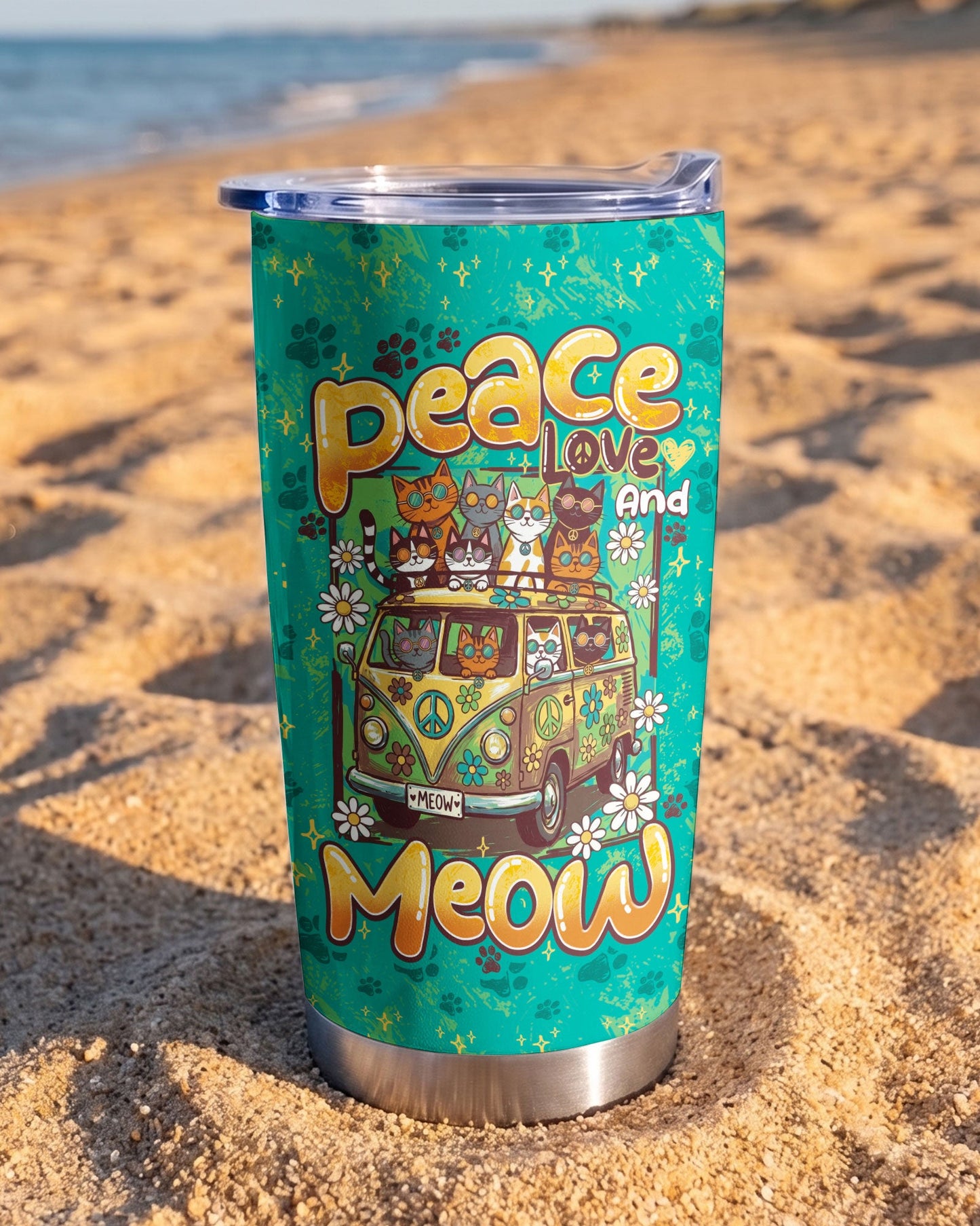 PEACE LOVE AND MEOW CATS TUMBLER - TY0707265