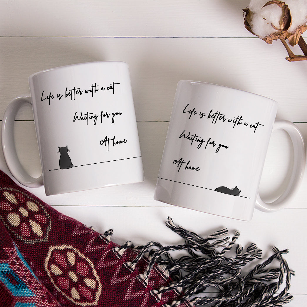 Sitting Cat and Sleeping Cat Coffee Mug