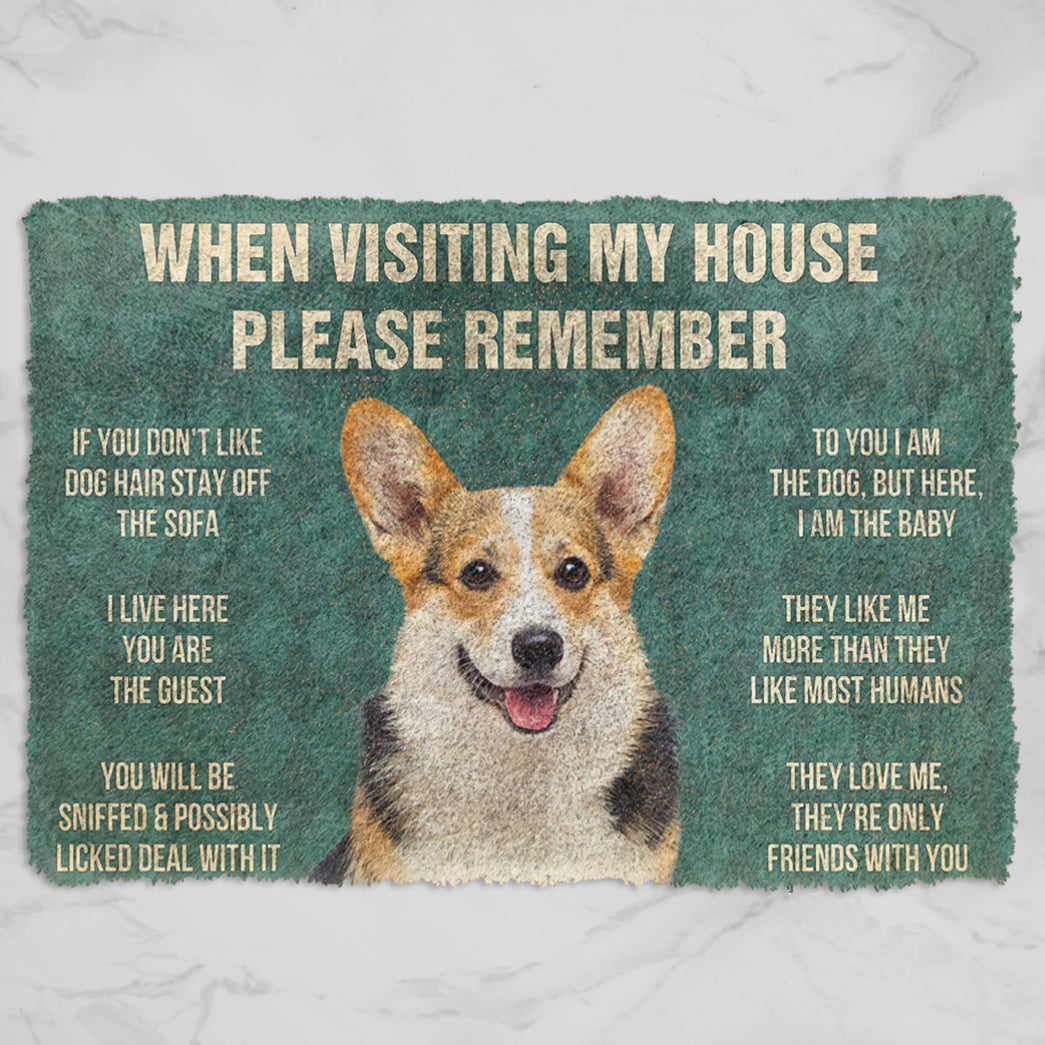 Please Remember Corgi Dog's House Rule Doormat