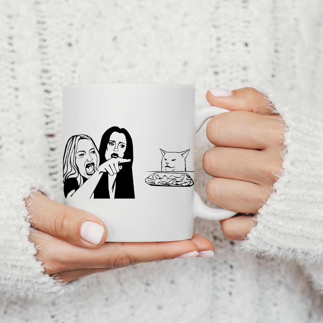 Woman Yelling At Cat Coffee Mug