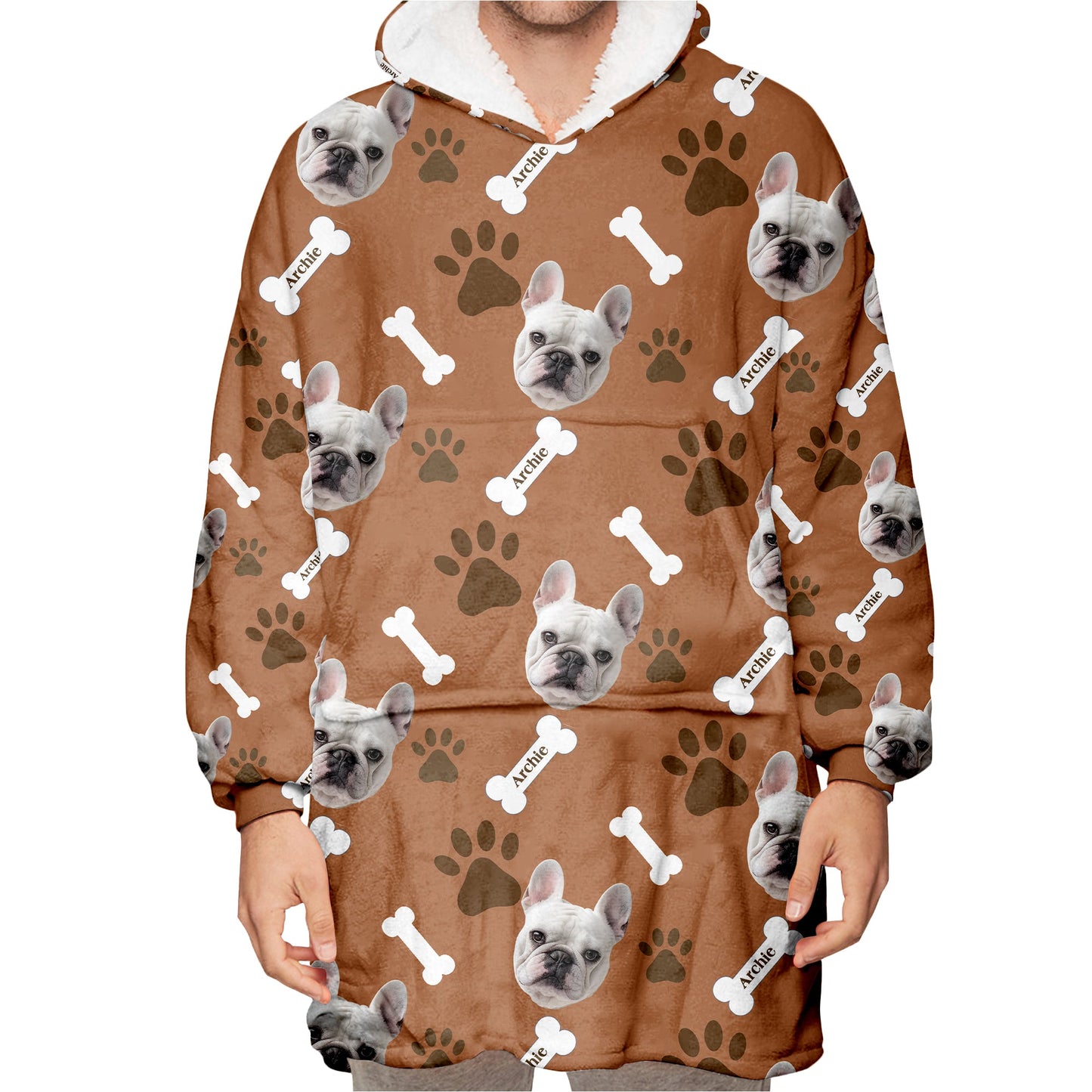 Personalized Pet Photo And Name Oodie Blanket Hoodie