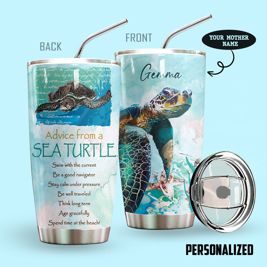 Sea Turtle Advice Personalized Tumbler
