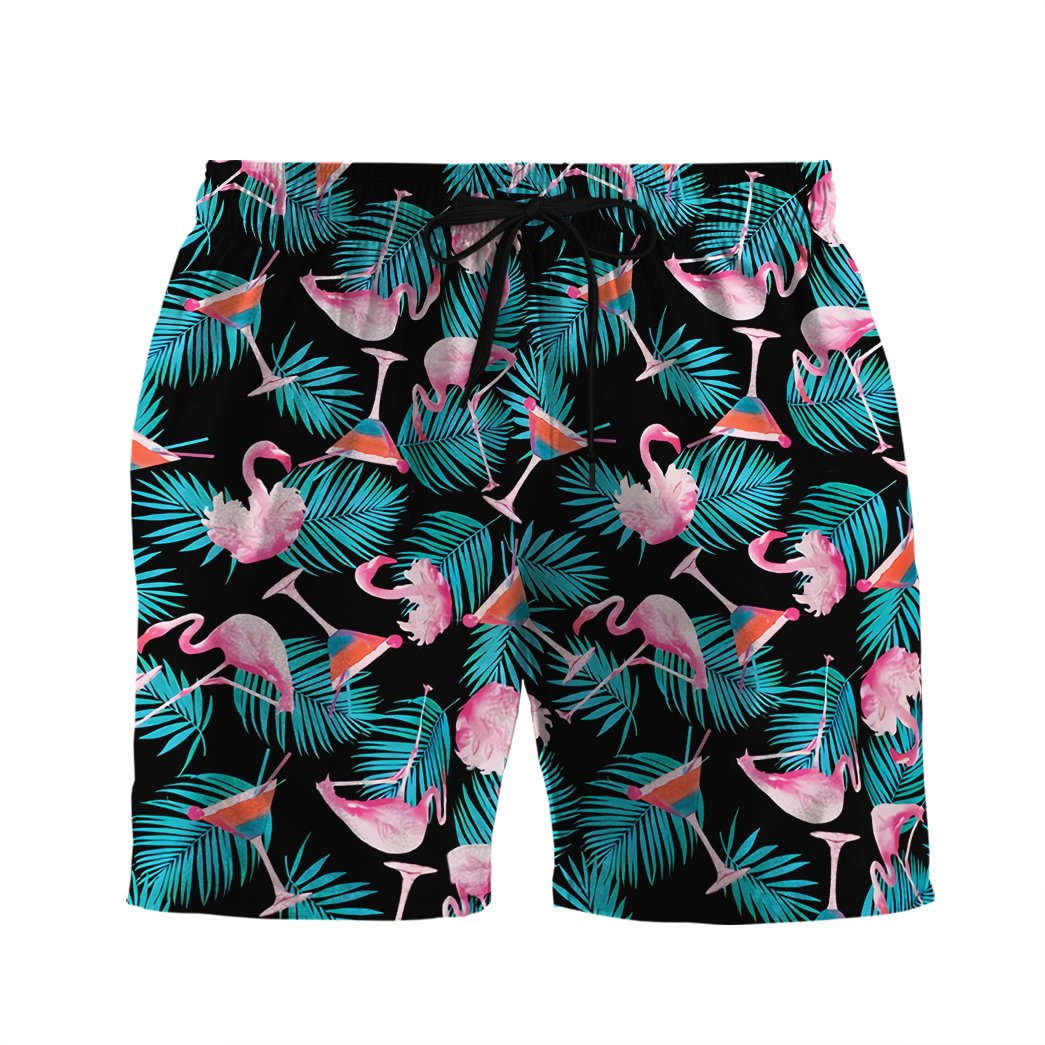 Martini Flamingo Hawaiian Button Shirt