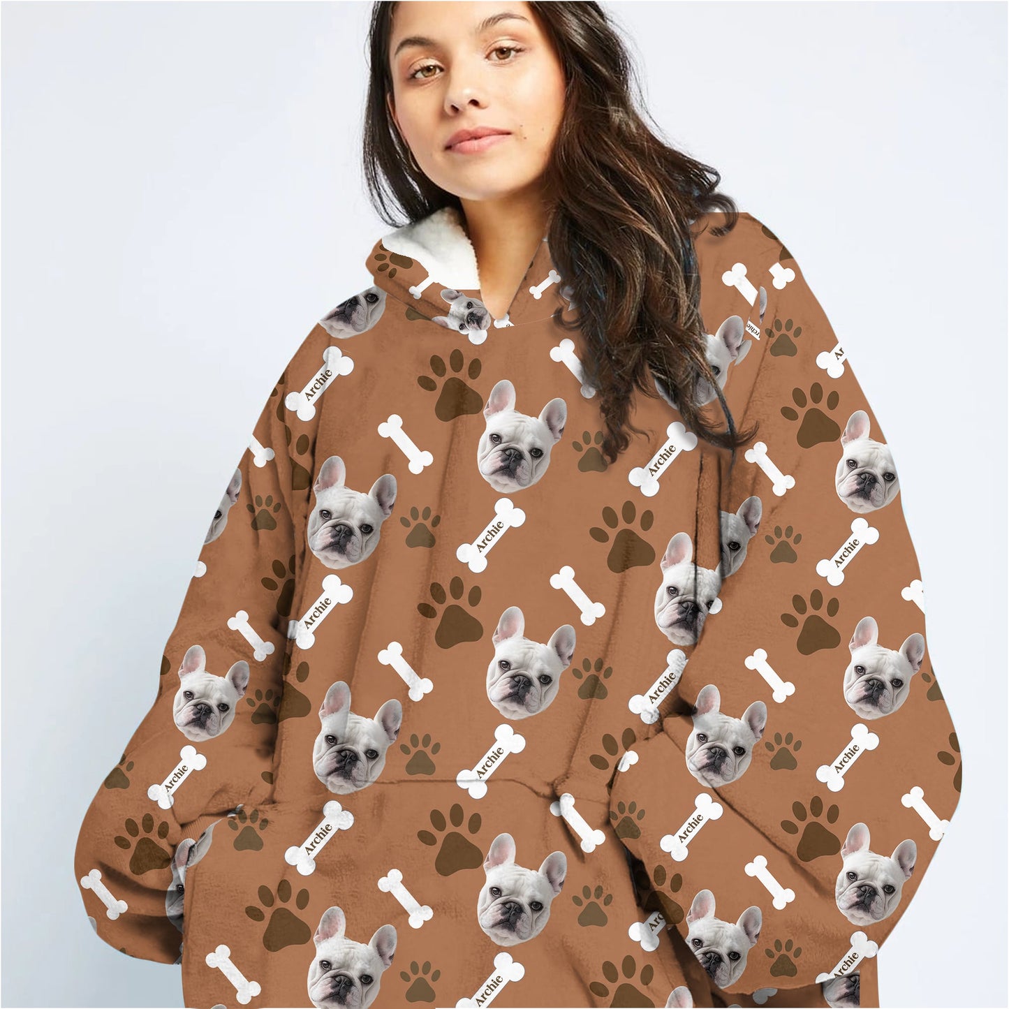 Personalized Pet Photo And Name Oodie Blanket Hoodie