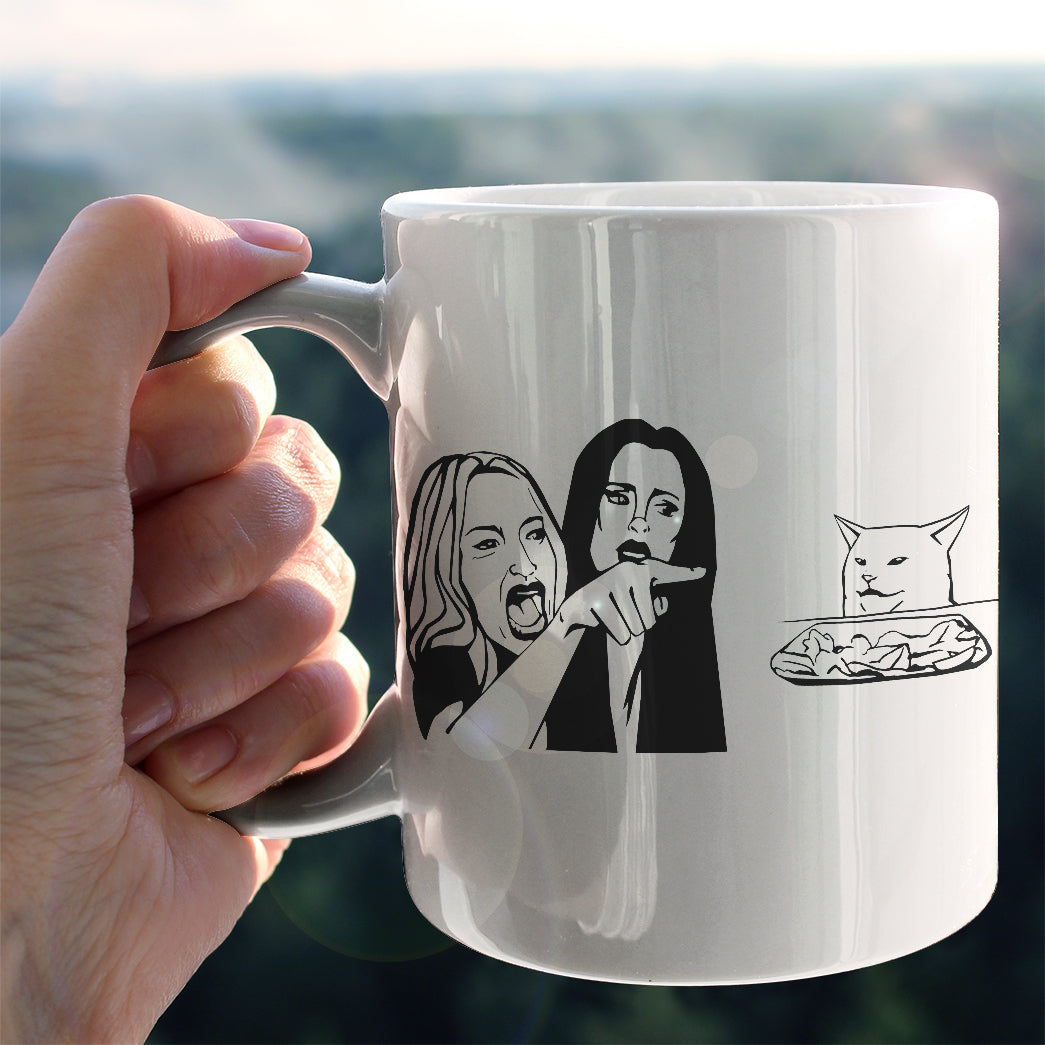 Woman Yelling At Cat Coffee Mug