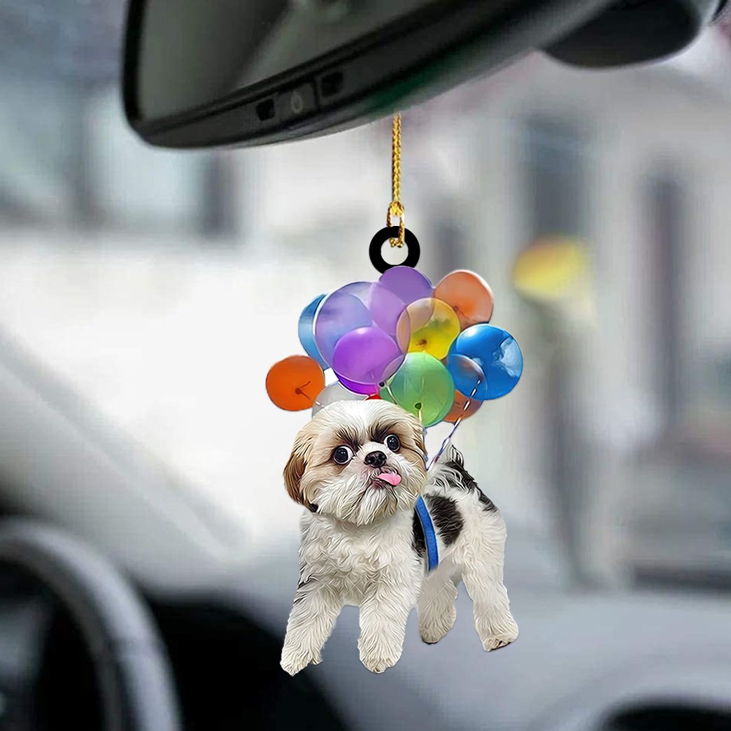 Shih Tzu Dog Fly With Bubbles Car Hanging Ornament